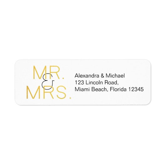 Mr & Mrs Elegant Typografie Bruiloft Etiket (Voorkant)