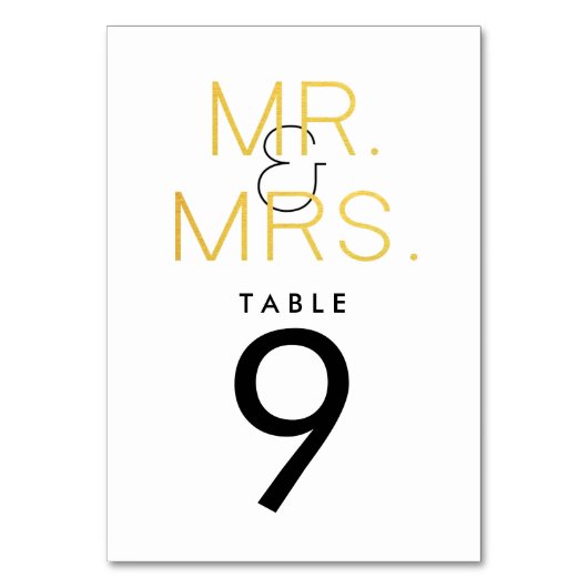 Mr & Mrs Elegant Typografie Tafel Kaart (Voorkant)