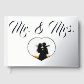 Mr Mrs Elegant Zilveren Fotobehang Hartbruiloft Gastenboek (Voorkant)