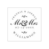 Mr & Mrs | Elegante kalligrafie script trouwdatum Rubberstempel (Afrduk)