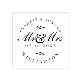 Mr & Mrs | Elegante kalligrafie script trouwdatum Rubberstempel