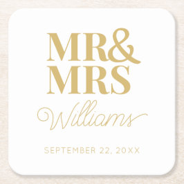 Mr. Mrs. Elegante Repetial Engagement Party Classi Kartonnen Onderzetters