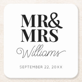 Mr. Mrs. Elegante Repetial Engagement Party Classi Kartonnen Onderzetters