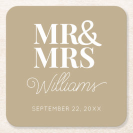 Mr. Mrs. Elegante Repetial Engagement Party Classi Kartonnen Onderzetters