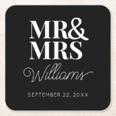 Mr. Mrs. Elegante Repetial Engagement Party Classi Kartonnen Onderzetters (Voorkant)