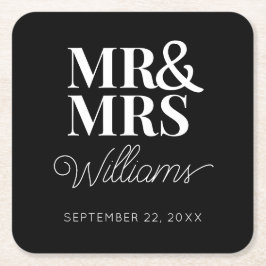 Mr. Mrs. Elegante Repetial Engagement Party Classi Kartonnen Onderzetters