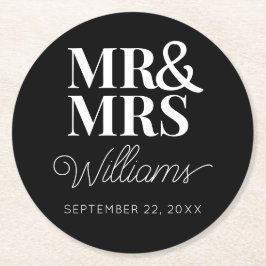 Mr. Mrs. Elegante Repetial Engagement Party Classi Ronde Kartonnen Onderzetter