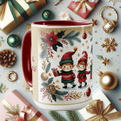 Mr & Mrs Elf Vrolijk Kerstfeest Poinsettia Botanic Mok