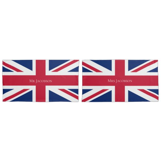 Mr & Mrs English Flag Kussensloop (Voorkant-Set)