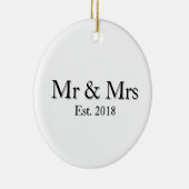 Mr & Mrs Est. Year Elegant Personalized Couple  Keramisch Ornament (Rechts)