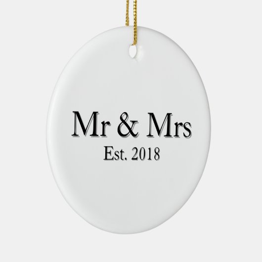 Mr & Mrs Est. Year Elegant Personalized Couple  Keramisch Ornament (Rechts)