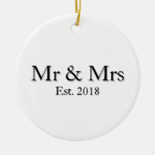 Mr & Mrs Est. Year Elegant Personalized Couple  Keramisch Ornament (Voorkant)