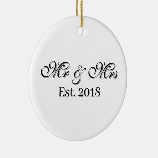 Mr & Mrs Est. Year Personalized Couple Design Keramisch Ornament (Rechts)