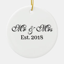 Mr & Mrs Est. Year Personalized Couple Design Keramisch Ornament