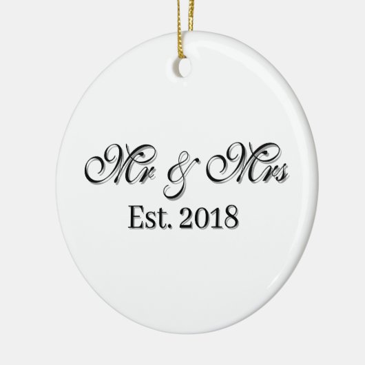 Mr & Mrs Est. Year Personalized Couple Design Keramisch Ornament (Links)