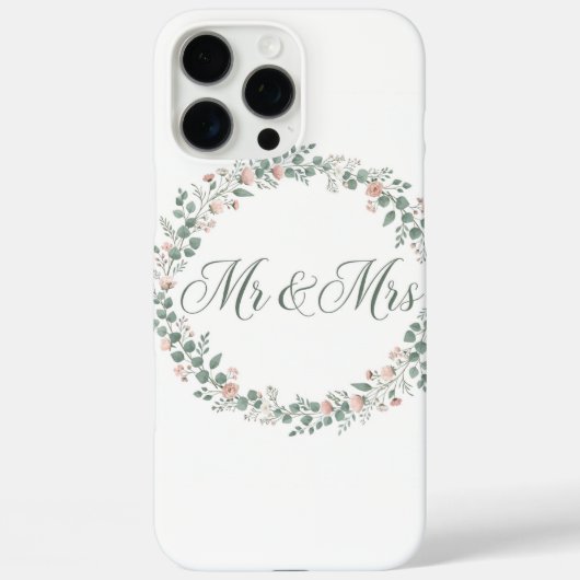 Mr & Mrs Eucalyptus Wreath iPhone Case (Achterkant)