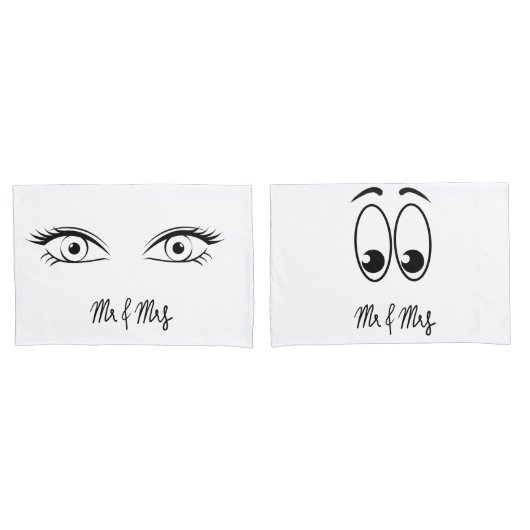 Mr & Mrs Eye Pillowcases Kussensloop (Voorkant-Set)