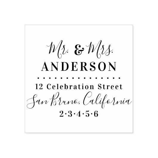 MR & MRS Familienaam Script Modern retouradres Rubberstempel (Afrduk)