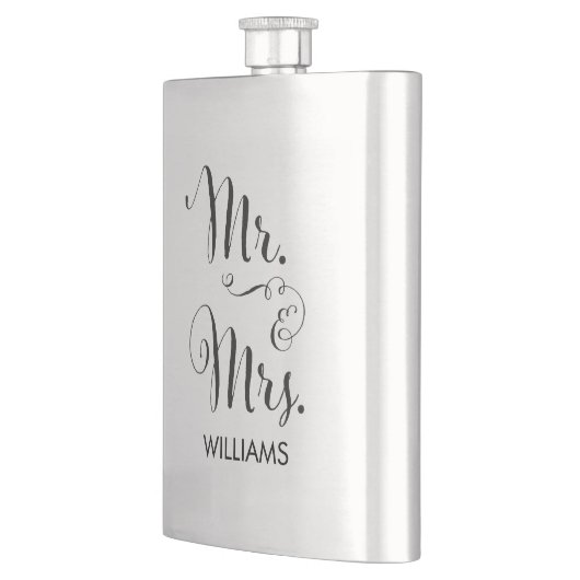 Mr. & Mrs Fancy Script Flask Flacon (Links)