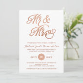Mr & Mrs Faux Copper Uitnodiging voor de bruiloft (Staand voorkant)
