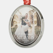 Mr & Mrs First Chirstmas Boarder Custom Photo  Metalen Ornament (Links)