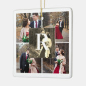 Mr. Mrs. First Christmas Monogram And 5 Photo Keramisch Ornament (Links)