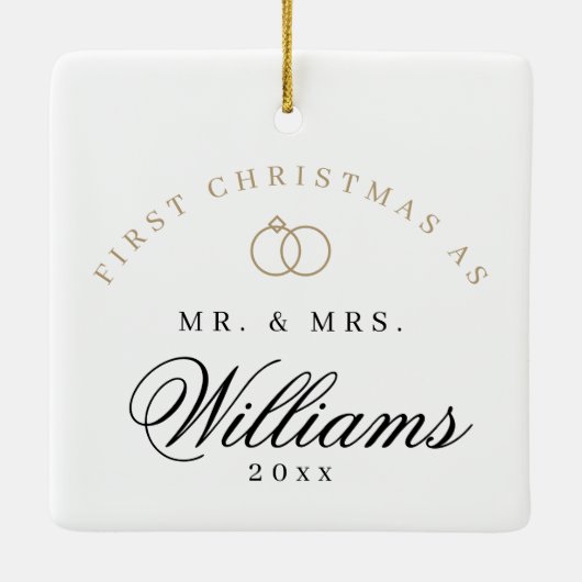 Mr. Mrs. First Christmas Monogram And 5 Photo Keramisch Ornament (Achterkant)