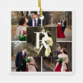 Mr. Mrs. First Christmas Monogram And 5 Photo Keramisch Ornament (Voorkant)