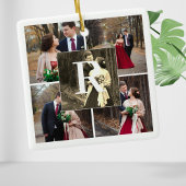 Mr. Mrs. First Christmas Monogram And 5 Photo Keramisch Ornament
