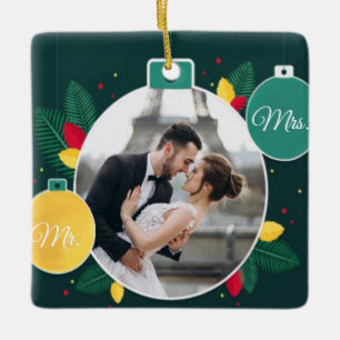 Mr. & Mrs First Kerstbevrucht Aangepaste foto Keramisch Ornament