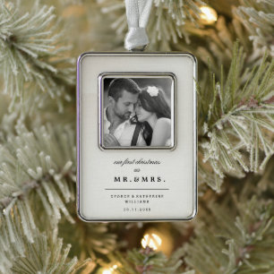 Mr & Mrs First Kerstbruilding Foto Ornament