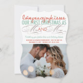 Mr & Mrs First Kerstmis Mistletoes Foto Wedding Feestdagenkaart (Voorkant)