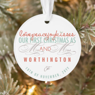 Mr & Mrs First Kerstmis Mistletoes Foto Wedding Ornament