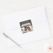 Mr & Mrs First Kerstmis Mistletoes Foto Wedding Vierkante Sticker (Envelop)