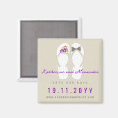 Mr & Mrs Flip Flops Strand Huwelijk Save The Date Magneet (Voorkant / Achterkant)