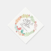 Mr & Mrs Floral Krans w / Vogels Trouwservet Servetten (Hoek)