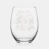 Mr & Mrs Floral Script  Wijnglas Zonder Voet (Achterkant)