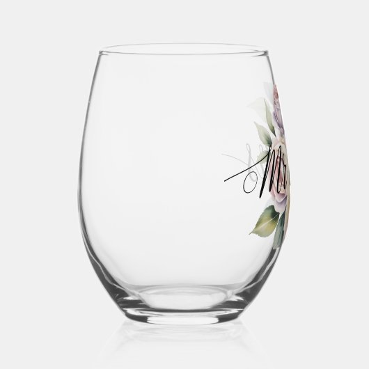 Mr & Mrs Floral Script  Wijnglas Zonder Voet (Rechts)