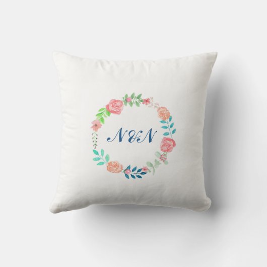 Mr & Mrs Floral Wedding Cushion Waterverf Gift Kussen (Achterkant)