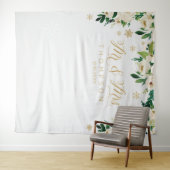 Mr & Mrs floral winter snowflakes wedding banner Wandkleed (In Situ (horizontaal))