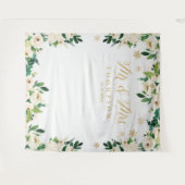 Mr & Mrs floral winter wedding banner backdrop Wandkleed (Voorkant (horizontaal))