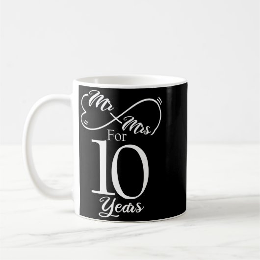 Mr Mrs For 10 Years 1st Wedding Anniversary  Koffiemok (Links)