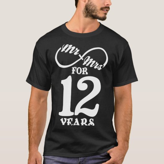 Mr Mrs For 12 Years 1st Wedding Anniversary  T-shirt (Voorkant)