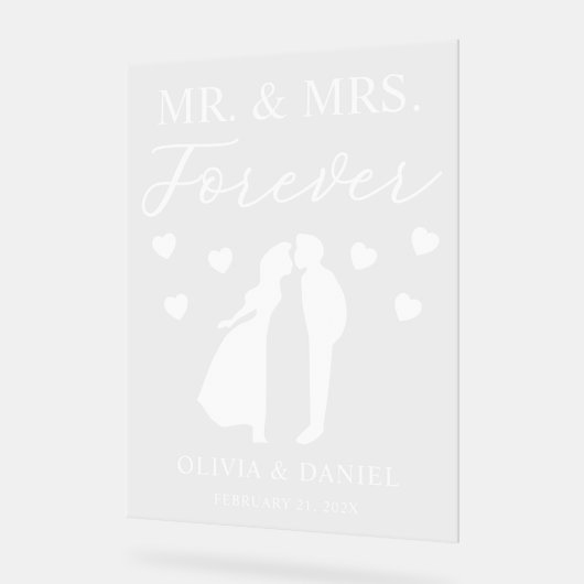 Mr. & Mrs. Forever Personalized Wedding Acryl Bord (Hoek)