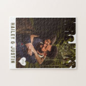 Mr & Mrs Foto Blok Hart Jubileum Naam Legpuzzel (Horizontaal)