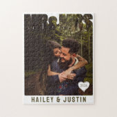 Mr & Mrs Foto Blok Hart Jubileum Naam Legpuzzel (Verticaal)