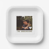 Mr & Mrs Foto Blok Hart Jubileum Naam Papieren Bordje (Voorkant)