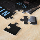 Mr & Mrs Foto Blok Hart Trouwdatum Naam Legpuzzel (Zijkant)