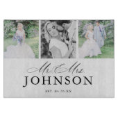 Mr & Mrs Foto Collage Modern Monogram Snijplank (Voorkant)