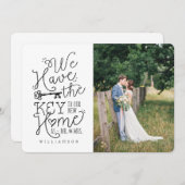 Mr & Mrs Foto we hebben de sleutel tot ons nieuwe  Aankondiging (Voorkant / Achterkant)